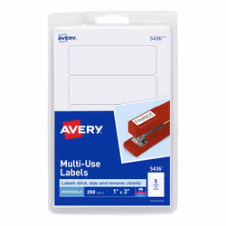 Avery 5436, White, Rounded rectangle, Removable, Universal, Laser/Inkjet, 5 pc(s)