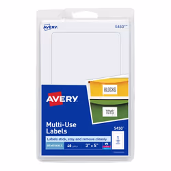 Avery 5450, White, Rectangle, Removable, Universal, Laser/Inkjet, 1 pc(s)