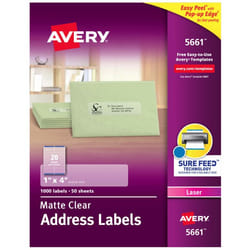 Avery 5661 Self-adhesive label Transparent