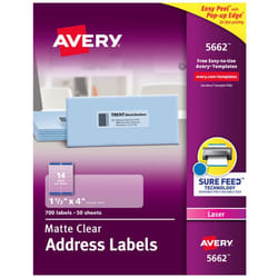 Avery 5662 Self-adhesive label Transparent