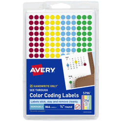 Avery 5796 self-adhesive label Circle Permanent Assorted colours 864 pc(s)