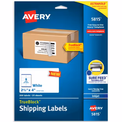 Avery 5815, Self-adhesive label, White, Inkjet, Permanent, Rectangle, 10.2 cm