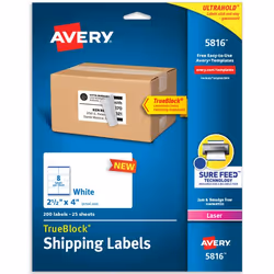 Avery 5816, Self-adhesive label, White, Laser, Permanent, Rectangle, 10.2 cm