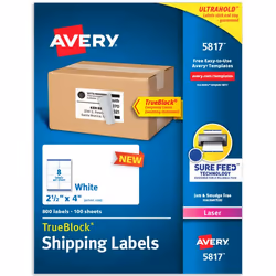 Avery 5817, Self-adhesive label, White, Laser, Permanent, Rectangle, 10.2 cm