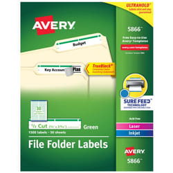 Avery 5866 self-adhesive label Rectangle Permanent Green, White 1500 pc(s)