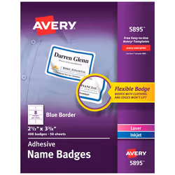 Avery 5895, Blue, White, Rounded rectangle, Removable, Universal, Laser/Inkjet, 8 pc(s)
