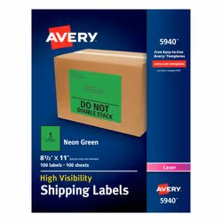 Avery 5940, Self-adhesive label, Green, Laser, Matt, Permanent, Rectangle