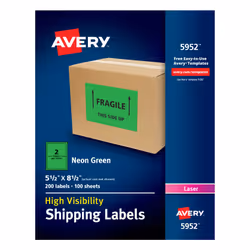 Avery 5952, Green, Self-adhesive printer label, Laser, Permanent, Universal, Rectangle