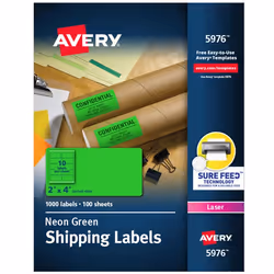 Avery 5976, Green, Self-adhesive printer label, Laser, Permanent, Universal, Rectangle