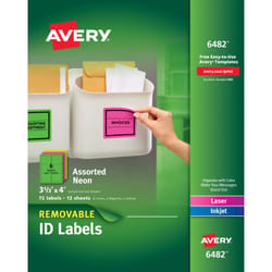 Avery 6482 Assorted colours Self-adhesive printer label