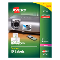 Avery 6576, White, Self-adhesive printer label, Laser, Permanent, Universal, Rectangle