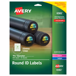 Avery 6582, Transparent, Self-adhesive printer label, Laser/Inkjet, Permanent, Gloss, Universal