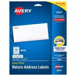 Avery 8167, Self-adhesive label, White, Inkjet, Permanent, Rectangle, 4.45 cm