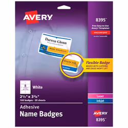 Avery 8395, White, Rectangle, Removable, Universal, Laser/Inkjet, 8 pc(s)