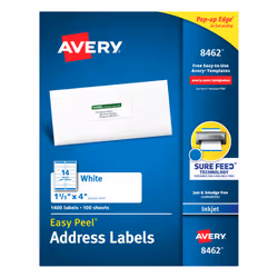 Avery 8462, Self-adhesive label, White, Inkjet, Permanent, Rectangle, 10.2 cm