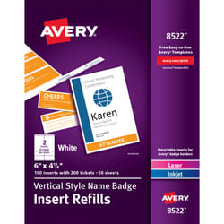 Avery 08522 badge holder accessory Badge insert White 100 pc(s)