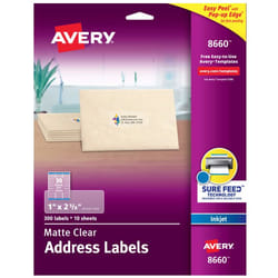 Avery 08660 addressing label Self-adhesive label Transparent