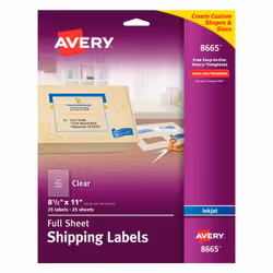 Avery 08665, Self-adhesive label, Transparent, Inkjet, Permanent, Rectangle, 27.9 cm
