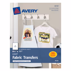 Avery 08938, Inkjet printing, Fabric, 216 mm, 279 mm, 18 sheets