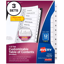 Avery 11078, White, 216 mm, 279 mm, 3 pc(s)