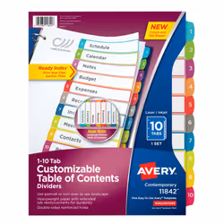 Avery 11842, Multicolour, 216 mm, 279 mm, 10 pc(s)