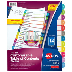 Avery 11843 divider Multicolour 12 pc(s)