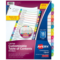 Avery 11845 divider Multicolour 15 pc(s)