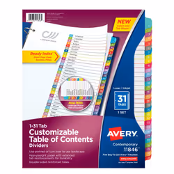Avery 11846, Multicolour, 216 mm, 279 mm, 31 pc(s)