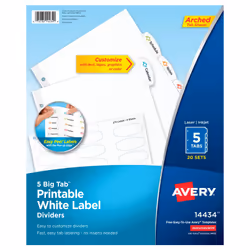 Avery 14434, White, 216 mm, 279 mm, 5 pc(s)