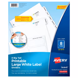 Avery 14441, White, 216 mm, 279 mm, 20 pc(s)