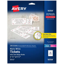 Avery 16154 ticket 10 pc(s)