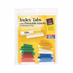 Avery 16219, Blank tab index, Assorted colours, Landscape, Laser/Inkjet, 2 mm, 25.4 mm