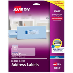 Avery 18662 addressing label Self-adhesive label Transparent