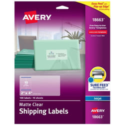 Avery 18663 addressing label Self-adhesive label Transparent