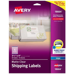 Avery 18664 addressing label Self-adhesive label Transparent