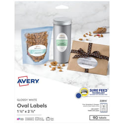 Avery 22814 self-adhesive label Oval Permanent White 90 pc(s)