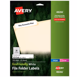 Avery 48266, White, Rectangle, Permanent, 16.9 x 87.3, Universal, Laser/Inkjet