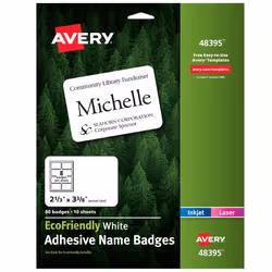 Avery 48395, White, Rectangle, Permanent, 59.3 x 85.7, Laser/Inkjet, 8 pc(s)