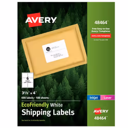 Avery 48464, Self-adhesive label, White, Laser/Inkjet, Permanent, Rectangle, 8.47 cm