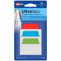 Avery Ultra Tabs, Blank tab index, Blue, Green, Red