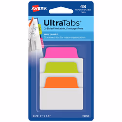 Avery Ultra Tabs, Blank tab index, Green, Orange, Pink