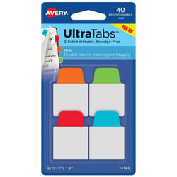 Avery Ultra Tabs Blank tab index Blue, Green, Orange, Red