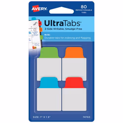 Avery Ultra Tabs, Blank tab index, Blue, Green, Orange, Red