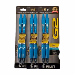Pilot G2 Turquoise Pens with Turquoise Ink Retractable Gel Ink Rolling Ball 0.7 mm Fine Point 3 Pair 6 Total