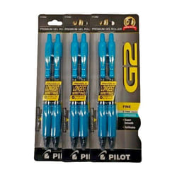 Pilot G2 Turquoise Pens with Turquoise Ink  Retractable Gel Ink Rolling Ball  0.7 mm  Fine Point  3 Pair  6 Total