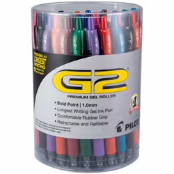 Pilot  G2 Premium Gel Roller Pens  Bold Point 1 MM  Tub of 36  Assorted Colors