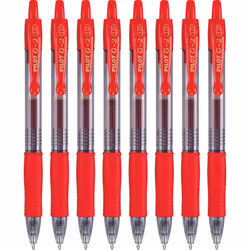 Pilot  G2 Premium Gel Roller Pens  Bold Point 1 mm  Pack of 8  Red