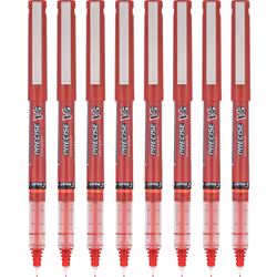 Pilot  Precise V5  Capped Liquid Ink Rolling Ball Pens  Extra Fine Point 0.5 mm  Red  Pack of 8