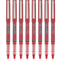 Pilot  Precise V5  Capped Liquid Ink Rolling Ball Pens  Extra Fine Point 0.5 mm  Red  Pack of 8