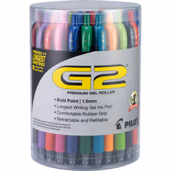 Pilot  G2 Premium Gel Roller Pens  Bold Point 1 mm  Tub of 36  Assorte